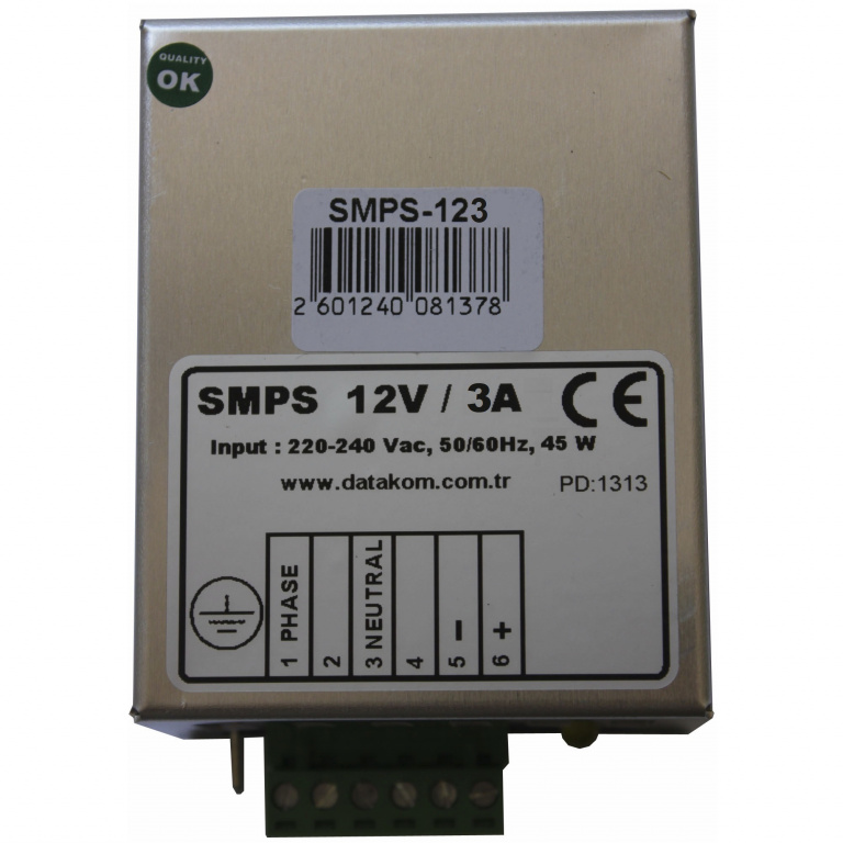 DATAKOM SMPS-123 Зарядний пристрій акумулятора (12V/3A)