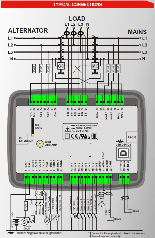 DATAKOM D-500-LITE Багатофункціональний контролер управління генератором з MPU + J1939 + RS485