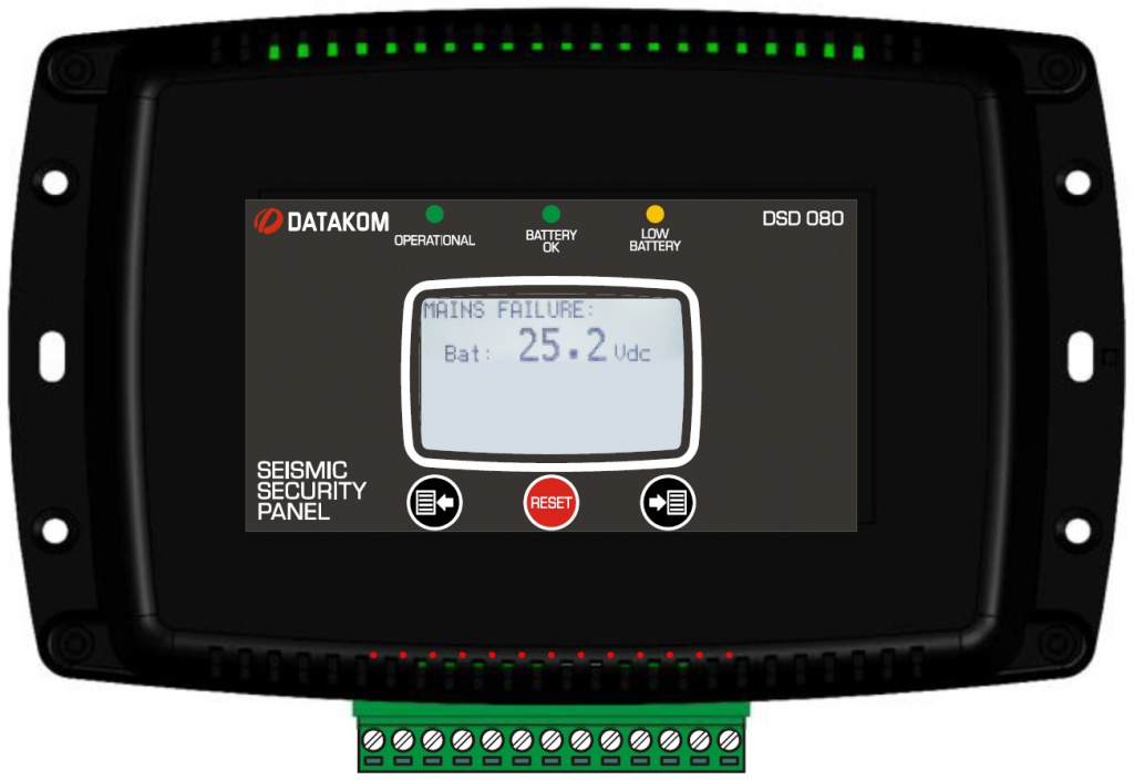 DATAKOM DSD-080 Панель сейсмічного захисту із резервним акумуляторним електроживленням