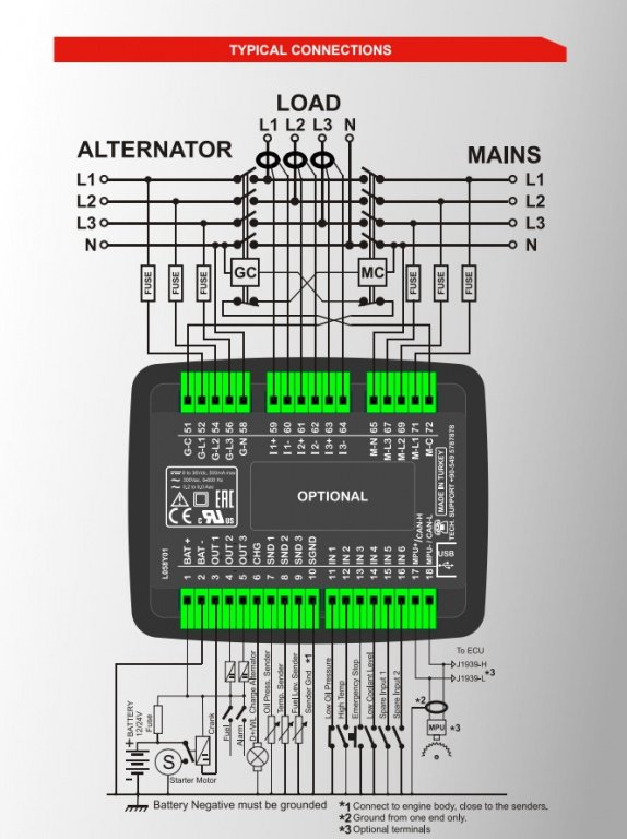 DATAKOM D-200-MK2 Багатофункціональний контролер генератора з J1939
