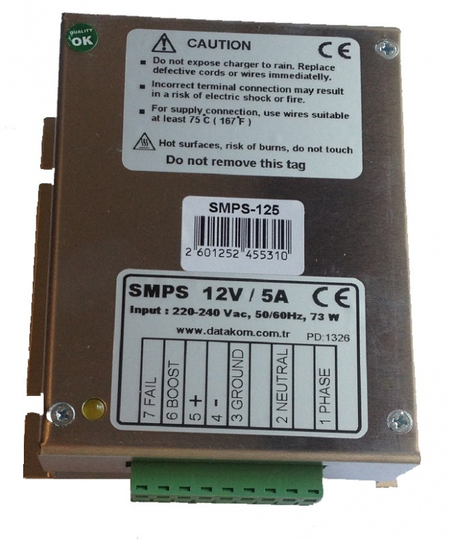DATAKOM SMPS-125 Зарядний пристрій акумулятора (12V/5A)