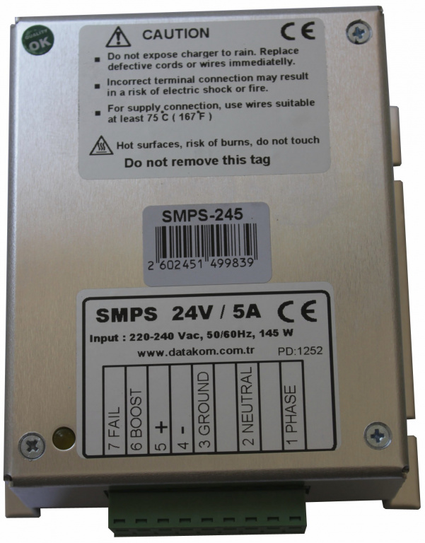DATAKOM SMPS-245 Зарядний пристрій акумулятора (24V/5A)