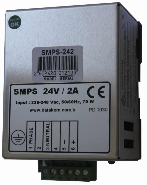 DATAKOM SMPS-242 Зарядний пристрій акумулятора на DIN-рейці (24V/2A)